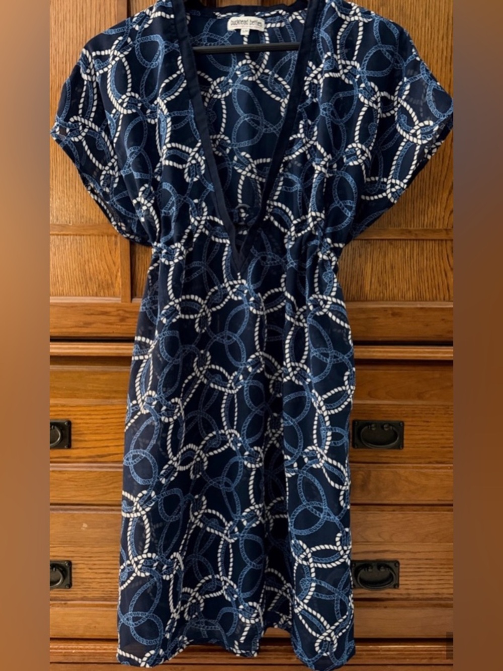 Buckhead Betties Nautical Rope Chain Print Sheer Swim Coverup Beach Resortwear